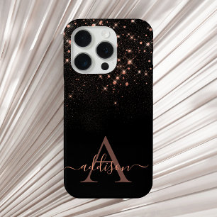 グラムバラ金ゴールドグリッターきらめくモノグラエレガントム iPhone 15 PROケース