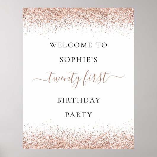 グラムバラ金ゴールドグリッターウェルカム21歳の誕生日パーティー ポスター (正面)