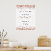 グラムバラ金ゴールドグリッターウェルカム21歳の誕生日パーティー ポスター (キッチン)