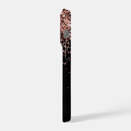 グラムバラ金ゴールドグリッターエレガントモノグラム iPhoneケース (左側面)