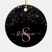 グラムバラ金ゴールドグリッターエレガントラグジュアリーモノグラム セラミックオーナメント (正面)