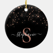 グラムバラ金ゴールドグリッターエレガントラグジュアリーモノグラム セラミックオーナメント (裏面)