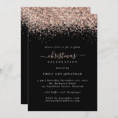 グラムバラ金ゴールドグリッタークリスマスパーティーブラックエキサイト 招待状 (正面/裏面)