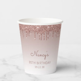 グラムバラ金ゴールドグリッタードリップ80誕生日 紙コップ
