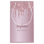 グラムバラ金ゴールドグリッターブリデパーソナライズされたメイド スモールペーパーバッグ (裏面)