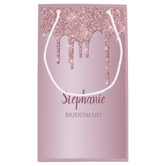 グラムバラ金ゴールドグリッターブリデパーソナライズされたメイド スモールペーパーバッグ (裏面)