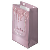 グラムバラ金ゴールドグリッターブリデパーソナライズされたメイド スモールペーパーバッグ (正面アングル)