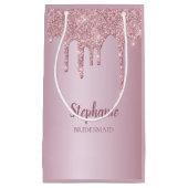 グラムバラ金ゴールドグリッターブリデパーソナライズされたメイド スモールペーパーバッグ (正面)