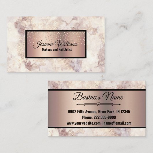 グラムバラ金ゴールドビーニングマーブルアンドゴールドフォイルグリッター 名刺 (正面/裏面)