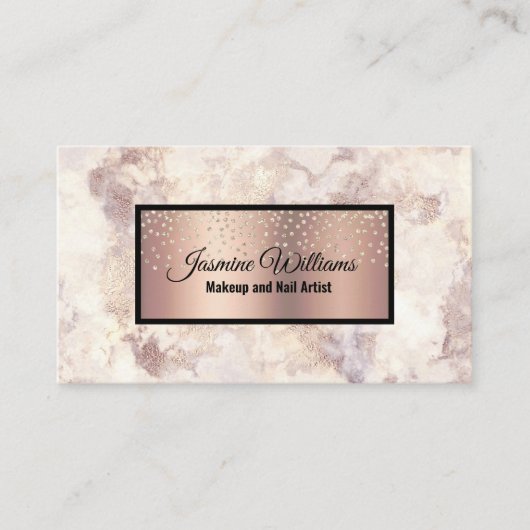 グラムバラ金ゴールドビーニングマーブルアンドゴールドフォイルグリッター 名刺 (正面)