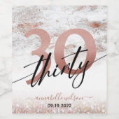 グラムバラ金ゴールド大理石&グリッター30th誕生日 ワインラベル (シングルラベル)