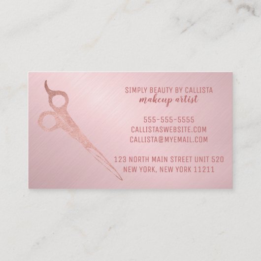 グラムバラ金箔グリッターはさみ美容師 名刺 (裏面)