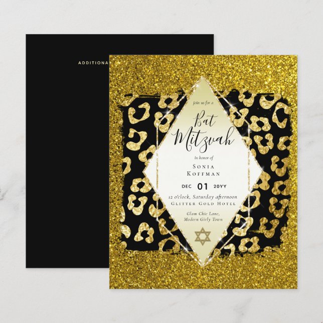 グラムバルミツワーガーリー金ゴールドグリッターアニマルプリント (正面/裏面)