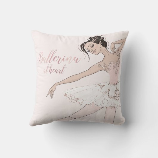 グラムバレリナアットハート引用文赤面ピンクグリッター クッション (裏面)