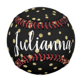グラムパーソナライズされたブラック金ゴールドドットパタユニークーン 野球ボール (正面)