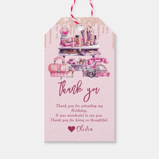 グラムパーソナライズされたメイクアップ誕生日 ギフトタグ (正面)