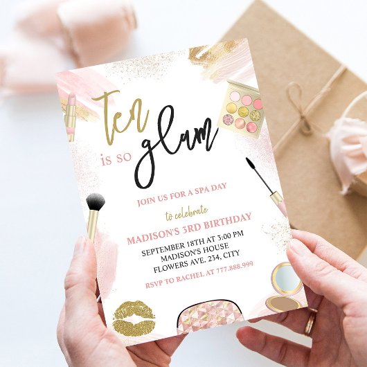 グラムパーティーガールメイクアップスパ10thバースデーパーティー 招待状