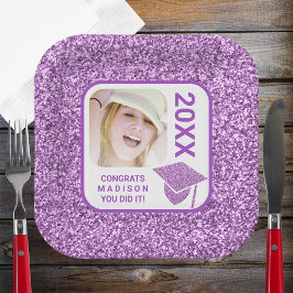 グラムパープルキャップエレガントフォトクールパーティー ペーパープレート