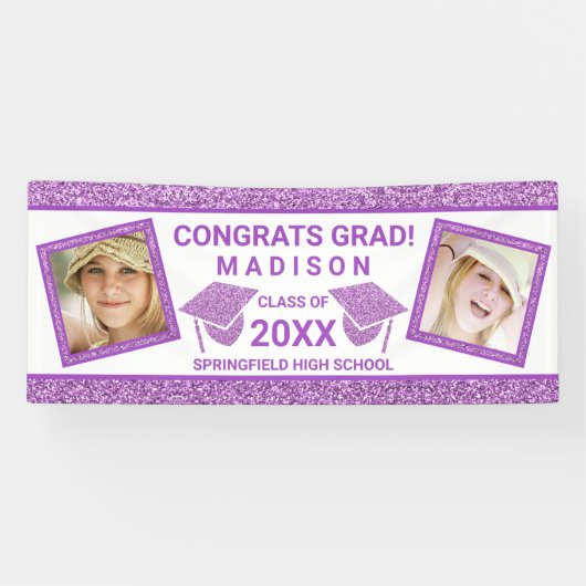 グラムパープルキャップ卒業パーティー写真 横断幕 (横)