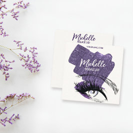 グラムパープルキラキラ輝くアイメイクアップアーティスト スクエア名刺