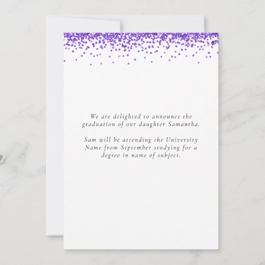 グラムパープルグリッター写真2024卒業 案内状 (裏面)