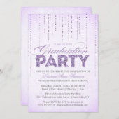 グラムパープルグリッター宝石の卒業パーティー 招待状 (正面/裏面)