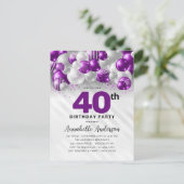 グラムパープルシルバーバルーングリッター40歳 ポストカード (スタンド正面)