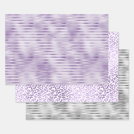 グラムパープルストライプズ ラッピングペーパーシート (セット)