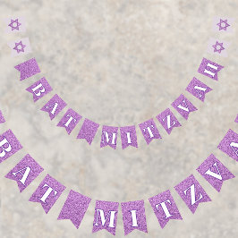 グラムパープルスパークルガールシックエレガントバルミツワー バンティングフラッグ