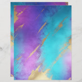 グラムパープルターコイズ金ゴールドスクラップブック紙 (正面/裏面)