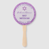 グラムパープルトレンディーガールフォトバルミツワーパーティー ハンドファン (正面)
