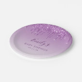 グラムパープルドリッピンググリッターベビーシャワー ペーパープレート (アングル)