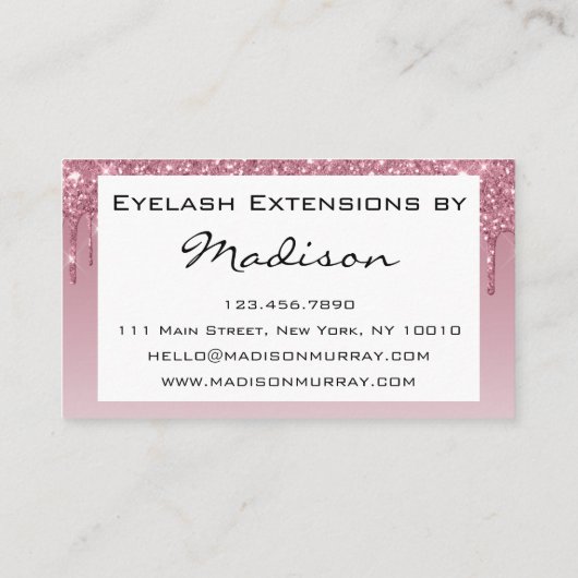 グラムパープルバラ金ゴールドグリッタードリップスメイクアップまつ毛 名刺 (裏面)