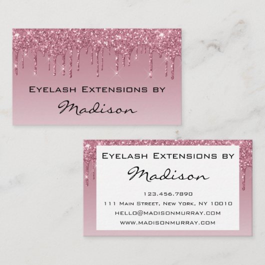 グラムパープルバラ金ゴールドグリッタードリップスメイクアップまつ毛 名刺 (正面/裏面)