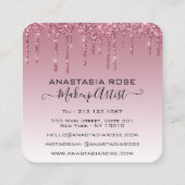 グラムパープルバラ金ゴールドグリッタードリップスメイクアップアーティスト スクエア名刺 (裏面)