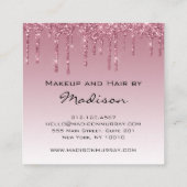 グラムパープルバラ金ゴールドグリッタードリップスメイクアップアーティスト スクエア名刺 (裏面)