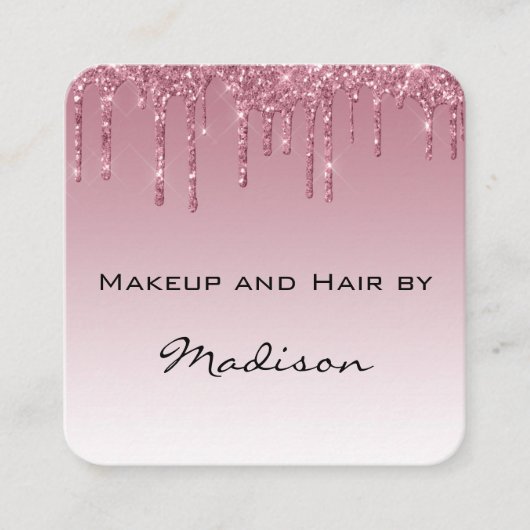 グラムパープルバラ金ゴールドグリッタードリップスメイクアップアーティスト スクエア名刺 (正面)