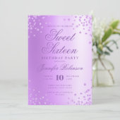 グラムパープルフォイルグリッター紙吹雪フォトスウィート16 招待状 (スタンド正面)