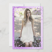 グラムパープルフォイルグリッター紙吹雪フォトスウィート16 招待状 (裏面)