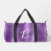 グラムパープルブラシ仕上げ金属白黒モノグラム ダッフルバッグ (正面)