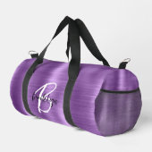 グラムパープルブラシ仕上げ金属白黒モノグラム ダッフルバッグ (右コーナー)