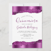 グラムパープルプラムフォイルグリッターキンセアニラ 招待状 (正面)