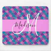 グラムパープルマーメイドグリッタースパークルズモノグラム名 マウスパッド (正面)