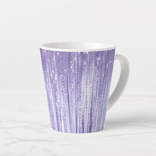 グラムパープルラベンダーティンセルストライプクリスマス カフェラテマグ (右アングル)
