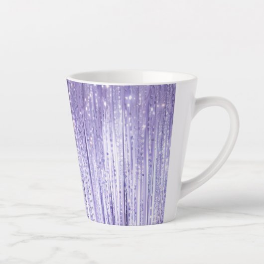 グラムパープルラベンダーティンセルストライプクリスマス カフェラテマグ (右)