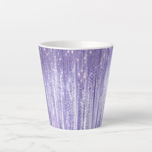 グラムパープルラベンダーティンセルストライプクリスマス カフェラテマグ (正面)