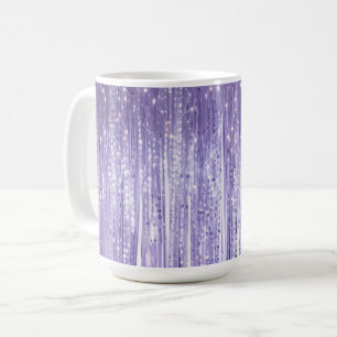 グラムパープルラベンダーティンセルストライプクリスマス コーヒーマグカップ
