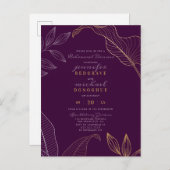 グラムパープル繊細な芽かすかなリハーサルディナー インビテーションポストカード (正面/裏面)