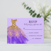 グラムパープル金ゴールドグリッタースパークルドレスガウンScript 出欠カード (スタンド正面)