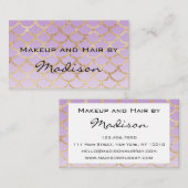 グラムパープル&金ゴールドマーメイドグリッターメイクアップアーティスト 名刺 (正面/裏面)